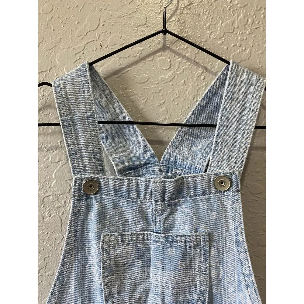 The Children's Place Girls Blue Denim Paisley Overall Shorts Size 10
